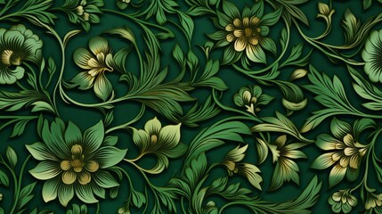 Green floral seamless pattern background