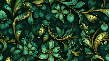 Green floral seamless pattern background