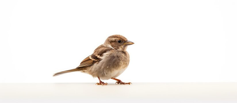 Sparrow chick isolated on white background