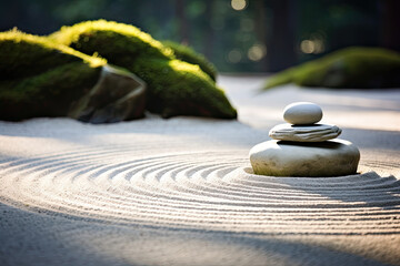 Simple minimalistic zen style Japanese garden decoration