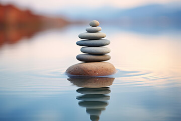 Zen stones in water, peaceful and calm
