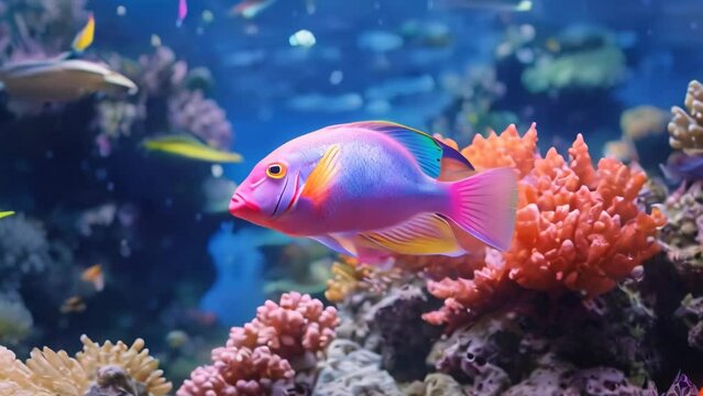 beautiful fish on the seabed and coral reefs underwater