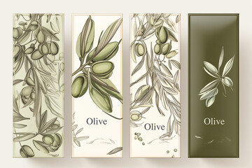 Set of templates packaging for olive oil bottles	