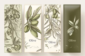Fotobehang Set of templates packaging for olive oil bottles  © Anastasiia