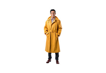 Obraz premium Indian_businessman_Wear_a_raincoat_full_body._