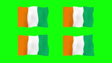 Ivory Coast Waving Flag 2D Animation on Green Screen Background. Looping seamless animation. - Powered by Adobe