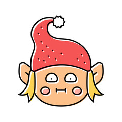 head elf cute xmas color icon vector. head elf cute xmas sign. isolated symbol illustration