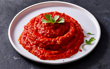 Capture the essence of Harissa in a mouthwatering food photography shot Generative AI