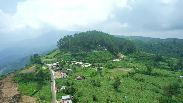 aerial view of the natural atmosphere of Agam Puncak Lawang Regency, West Sumatra