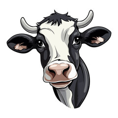 Milk cow Portrait Sticker, Milk cow mascot logo illustration, Milk cow character, generative ai