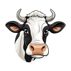 Milk cow Portrait Sticker, Milk cow mascot logo illustration, Milk cow character, generative ai