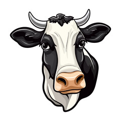 Milk cow Portrait Sticker, Milk cow mascot logo illustration, Milk cow character, generative ai