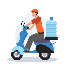 Fast Motorcycle Courier for Water Delivery. Water Delivery by Motorcycle. Urban Logistics Services