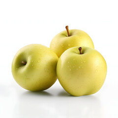 Golden Delicious Apples, green apples, realistic, white background, generative ai