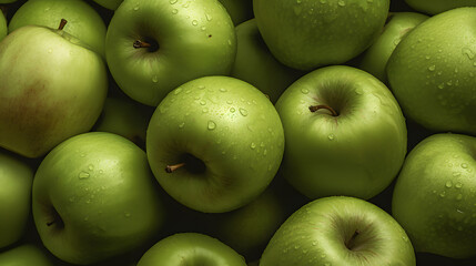 Granny Smith Apples, green apples, realistic, seamless background, generative ai