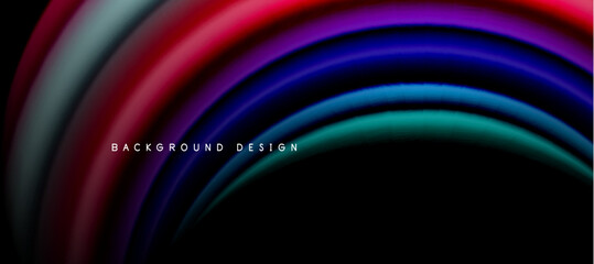 Rainbow color wave lines on black. Techno or business abstract background for posters, covers, banners, brochures, websites