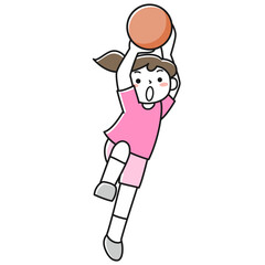 バスケのシュートする女の子