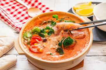健康的なトマト豆乳鍋