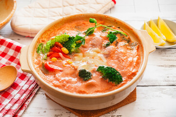 健康的なトマト豆乳鍋