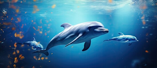 Backward movements of aquarium dolphins above water.