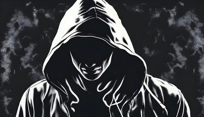 Mysterious man wit hoodie, image of a person - obrazy, fototapety, plakaty