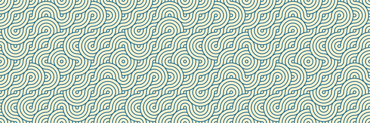 Fresh Blue Seamless Pattern - Abstract Curved Line Art for Contemporary Wallpaper and Textile Design