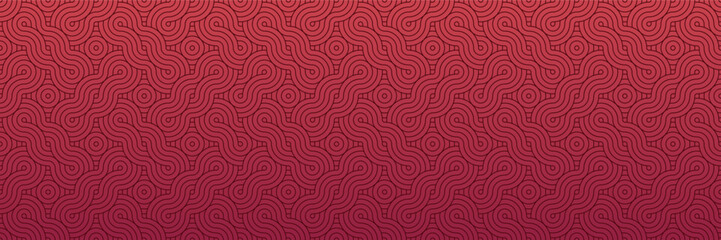 Vibrant Red Seamless Pattern - Abstract Wavy Line Art for Elegant Wallpaper and Textile Design. - obrazy, fototapety, plakaty