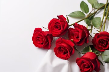 top view of red roses with empty space for text 