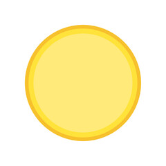One blank gold coin. Vector on empty clean background.