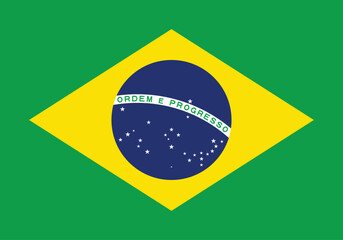 Flag Of Brazil, Brazil  flag vector  illustration, National flag of Brazil, - obrazy, fototapety, plakaty