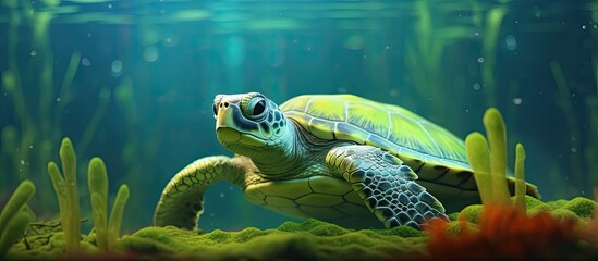 The young turtle of green color.