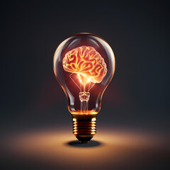 Imajination Idea Illustration Brain and Lamp