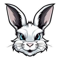 Easter bunny Portrait Sticker, rabbit head mascot logo illustration, rabbit character, generative ai