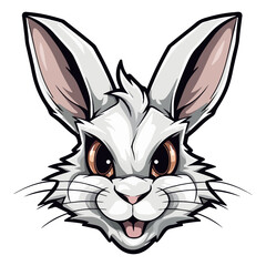 Easter bunny Portrait Sticker, rabbit head mascot logo illustration, rabbit character, generative ai