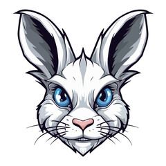 Easter bunny Portrait Sticker, rabbit head mascot logo illustration, rabbit character, generative ai