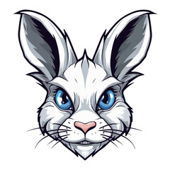 Easter bunny Portrait Sticker, rabbit head mascot logo illustration, rabbit character, generative ai