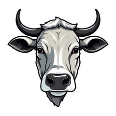 Cow Portrait Sticker, Cow mascot logo illustration, Cow character, generative ai