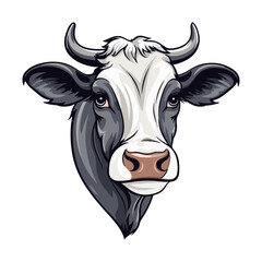 Cow Portrait Sticker, Cow mascot logo illustration, Cow character, generative ai