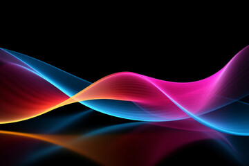 Curved colorful neon light waves.