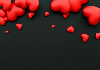 3d rendering Happy valentine's day  or social media post with heart icon