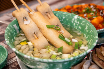 Korean street food snack. Fish cake