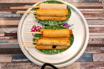 Korean street food snack. Fish cake