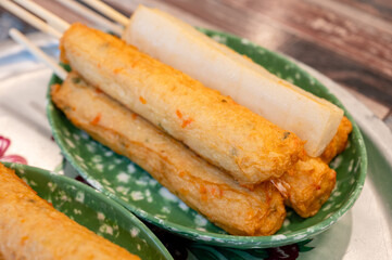 Korean street food snack. Fish cake