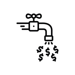 Black line icon for money flow 