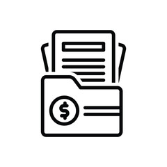 Black line icon for invoice 