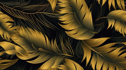 Gold leaves seamless pattern background