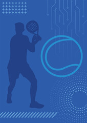 Padel tennis player silhouette background design vector