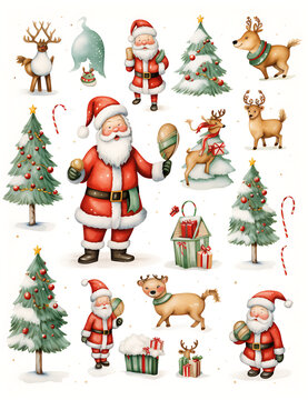 Holiday Christmas clipart sticker page