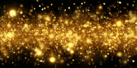 Obraz na płótnie Canvas golden christmas particles and sprinkles for a holiday celebration like christmas or new year. shiny golden lights. wallpaper background for ads or gifts wrap and web design