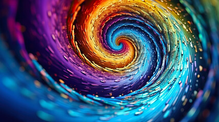 Liquid, multi-colored rainbow swirls, macro photography